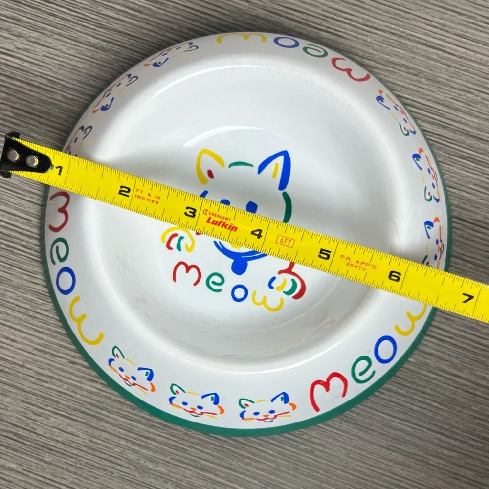 Colorful ceramic cat food dish